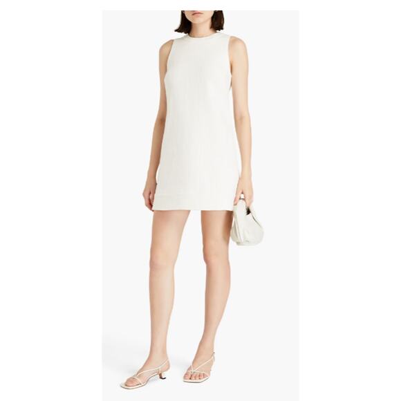 Theory White Tweed Mini Loose Shift Dress Size 10 New with Tags